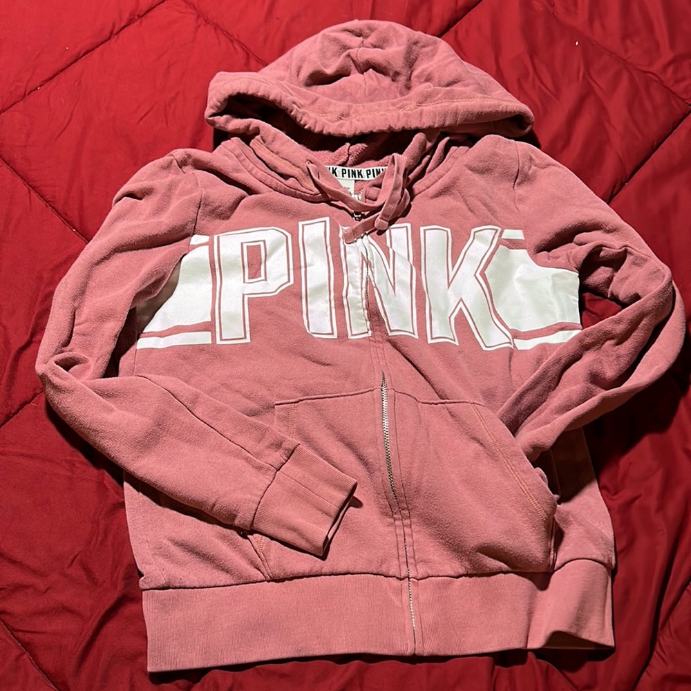 Pink zip up hoodie size S